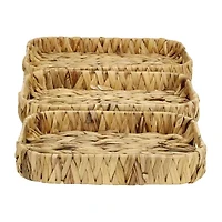 Water Hyacinth Woven Curved Basket Trays - Set of 3