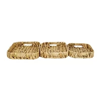 Water Hyacinth Woven Curved Basket Trays - Set of 3
