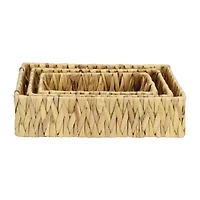 Water Hyacinth Woven Rectangular Baskets - Set of 3