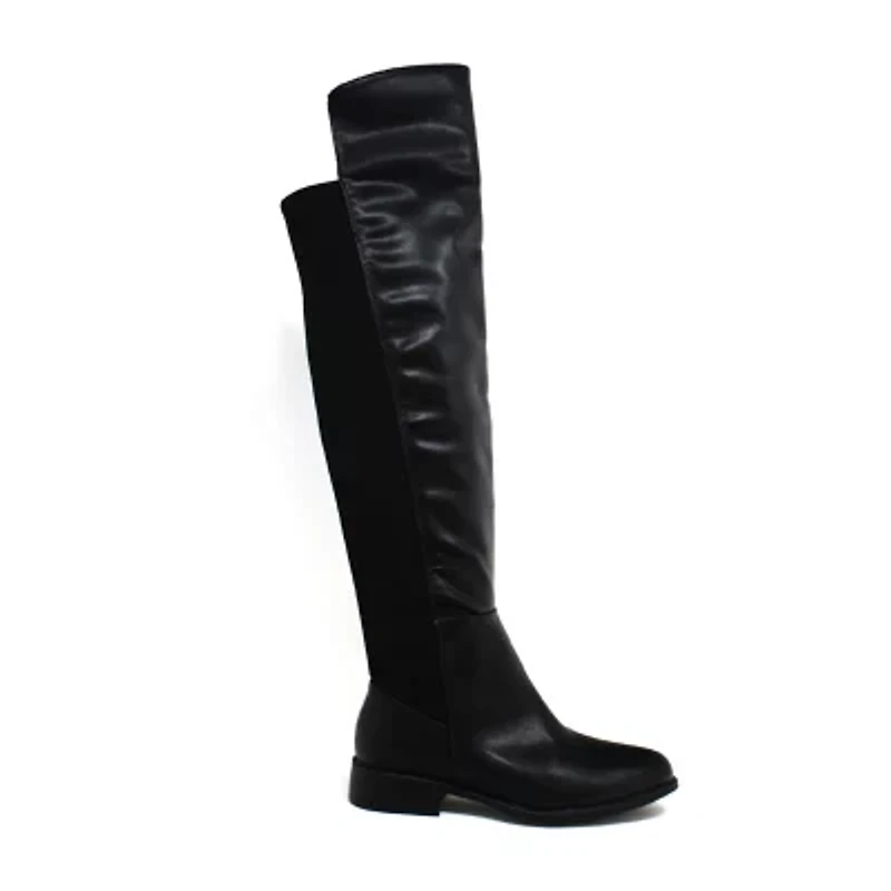 Yoki Womens Erin-12 Stacked Heel Over the Knee Boots