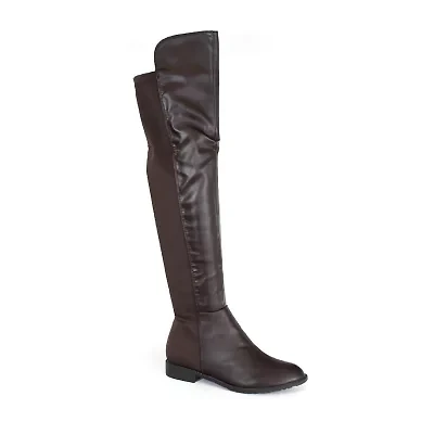 Yoki Womens Erin-12 Stacked Heel Over the Knee Boots