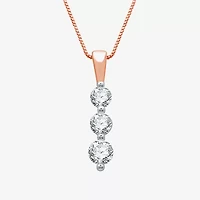 Linear 3-Stone (H-I / I1) Womens 1/2 CT. T.W. Lab Grown White Diamond 10K Rose Gold 18 Inch Pendant Necklace