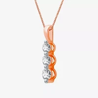 Linear 3-Stone (H-I / I1) Womens 1/2 CT. T.W. Lab Grown White Diamond 10K Rose Gold 18 Inch Pendant Necklace