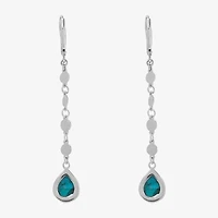 Womens Enhanced Blue Turquoise Sterling Silver Drop Earrings
