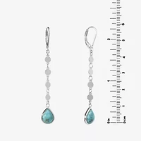Womens Enhanced Blue Turquoise Sterling Silver Drop Earrings