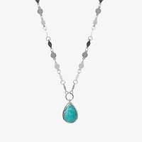 Womens Enhanced Blue Turquoise Sterling Silver Inch Pendant Necklace