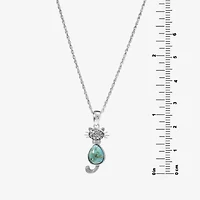 Womens Enhanced Blue Turquoise Sterling Silver 18 Inch Pendant Necklace