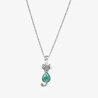 Womens Enhanced Blue Turquoise Sterling Silver 18 Inch Pendant Necklace