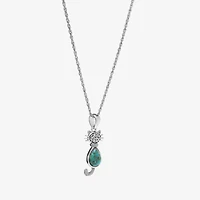 Womens Enhanced Blue Turquoise Sterling Silver 18 Inch Pendant Necklace