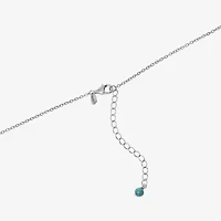 Womens Enhanced Blue Turquoise Sterling Silver Flower 18 Inch Pendant Necklace