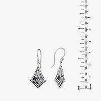 Womens Genuine Multi Color Abalone Sterling Silver Drop Earrings