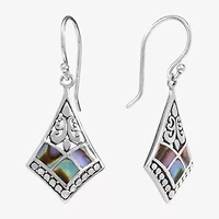 Womens Genuine Multi Color Abalone Sterling Silver Drop Earrings