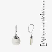 Womens Genuine White Mother Of Pearl Sterling Silver Drop Earrings