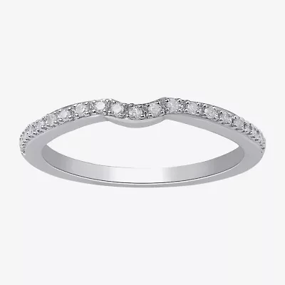 Surrounded by Love Womens 2MM Diamond Accent Natural White Sterling Silver Wedding Band