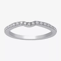 Surrounded by Love Womens 2MM Diamond Accent Natural White Sterling Silver Wedding Band
