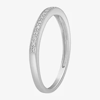 Surrounded by Love Womens 2MM Diamond Accent Natural White Sterling Silver Wedding Band