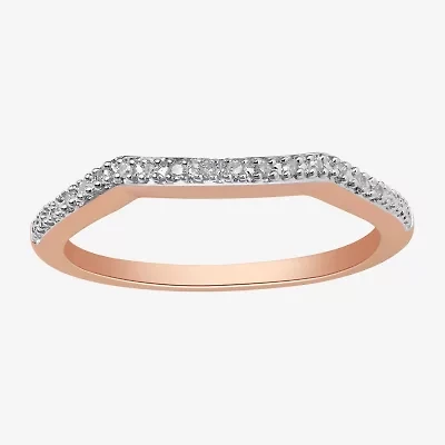Surrounded by Love Womens 2MM Diamond Accent Natural White 14K Rose Gold Over Silver Sterling Wedding Band
