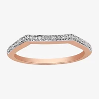 Surrounded by Love Womens 2MM Diamond Accent Natural White 14K Rose Gold Over Silver Sterling Wedding Band