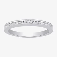Womens 2.5MM Diamond Accent Natural White Sterling Silver Wedding Band
