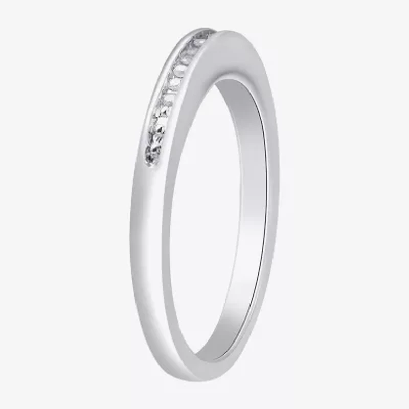 Surrounded by Love Womens 2.5MM Diamond Accent Natural White Sterling Silver Wedding Band