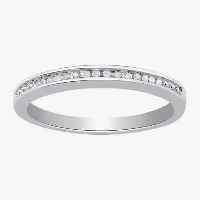 Surrounded by Love Womens 2.5MM Diamond Accent Natural White Sterling Silver Wedding Band