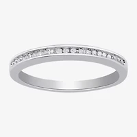 Surrounded by Love Womens 2.5MM Diamond Accent Natural White Sterling Silver Wedding Band