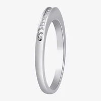 Surrounded by Love Womens 2.5MM Diamond Accent Natural White Sterling Silver Wedding Band
