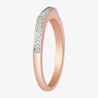 Surrounded by Love Womens 2MM Diamond Accent Natural White 14K Rose Gold Over Silver Sterling Wedding Band