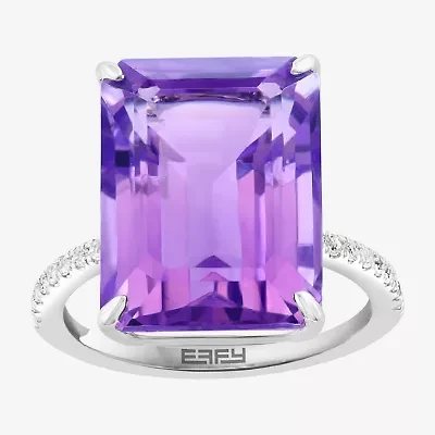 Effy  Womens Genuine Gemstone & White Sapphire Sterling Silver Cocktail Ring