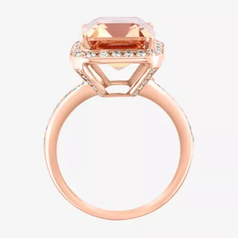 Effy Womens / CT. T.W. Diamond & Genuine Pink Morganite 14K Rose Gold Cocktail Ring