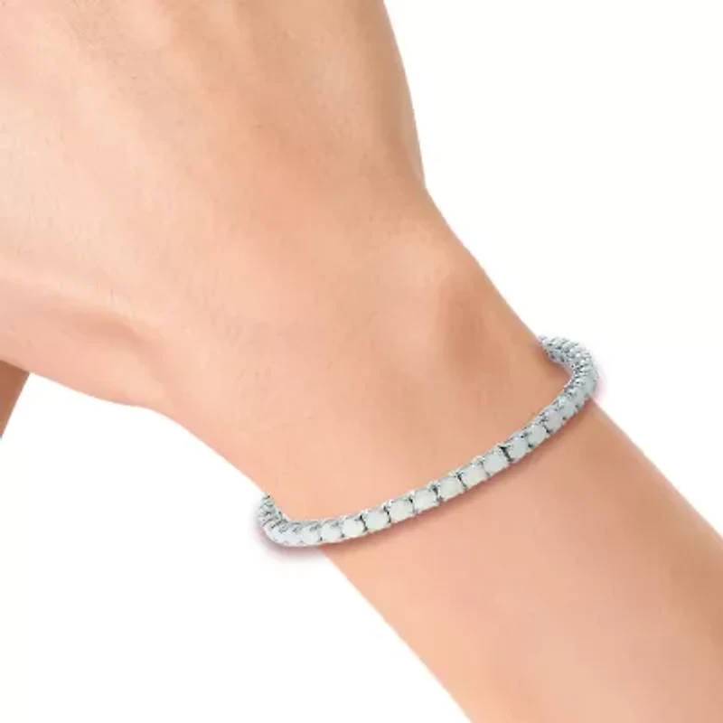 Effy  Womens Genuine White Opal Sterling Silver 7 Inch Tennis Bracelet