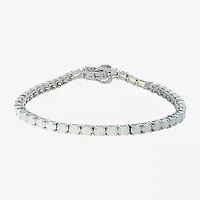 Effy  Womens Genuine White Opal Sterling Silver 7 Inch Tennis Bracelet