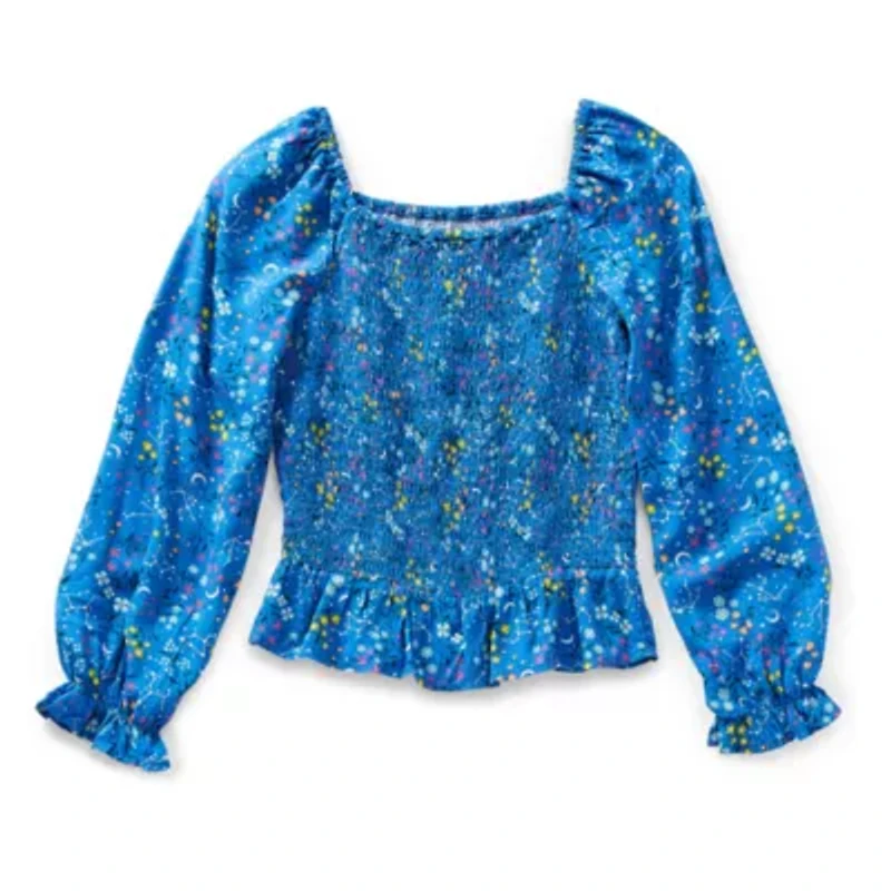 Thereabouts Little & Big Girls Square Neck Long Sleeve Blouse