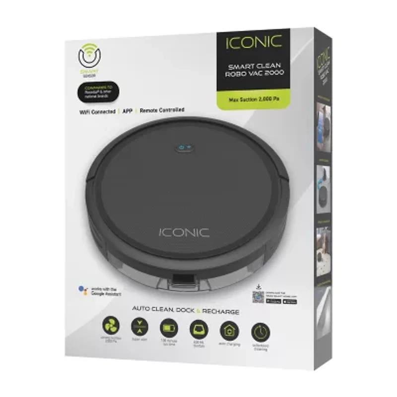 ICONIC SmartClean 2000 Robovac - WiFi Robotic Vacuum with App and Remote Control
