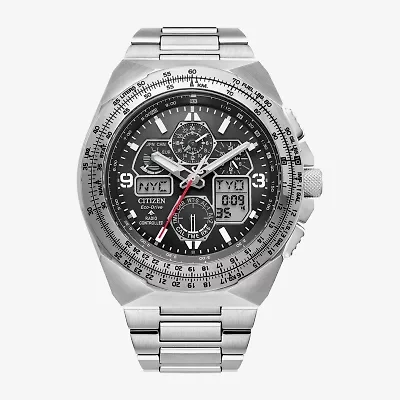 Citizen Promaster Air Mens Chronograph Atomic Time Silver Tone Stainless Steel Bracelet Watch Jy8120-58e