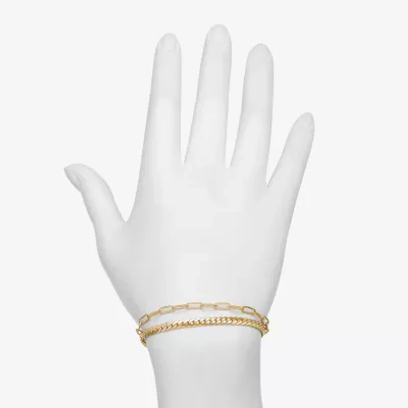 Bijoux Bar Delicates Gold Tone Womens Solid Link Round Chain Bracelet