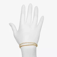 Bijoux Bar Delicates Gold Tone Womens Solid Link Round Chain Bracelet
