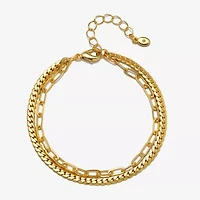 Bijoux Bar Delicates Gold Tone Womens Solid Link Round Chain Bracelet