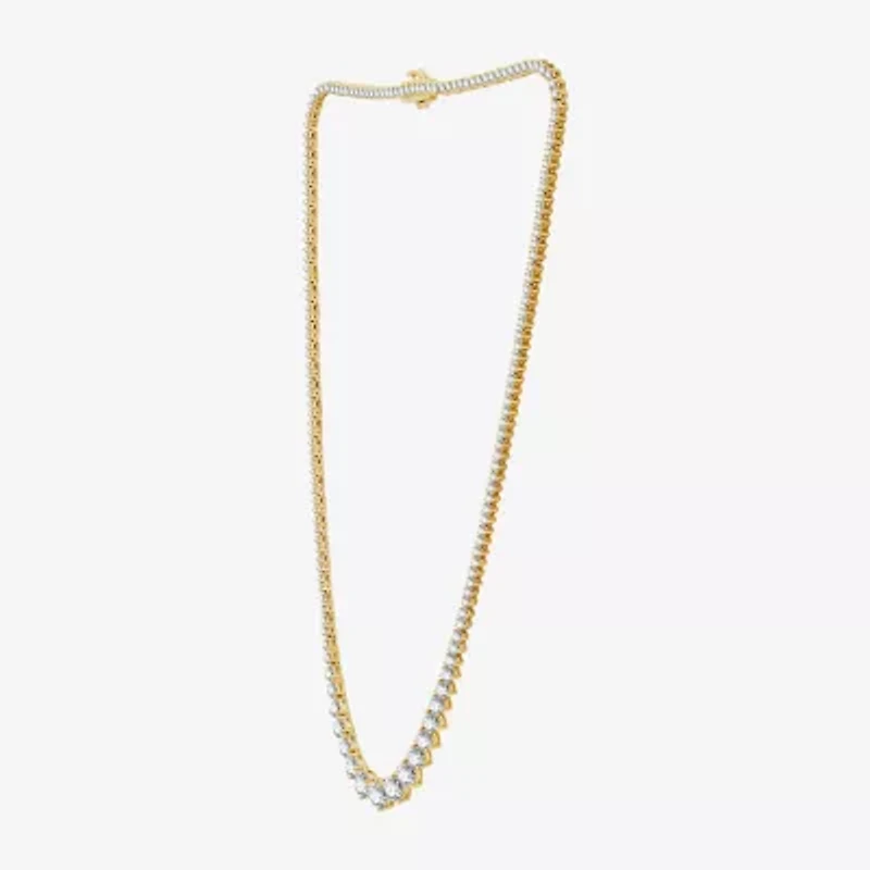 10 CT.T.W. (H-I / I1) Womens Lab Grown Diamond Tennis Necklace in Gold