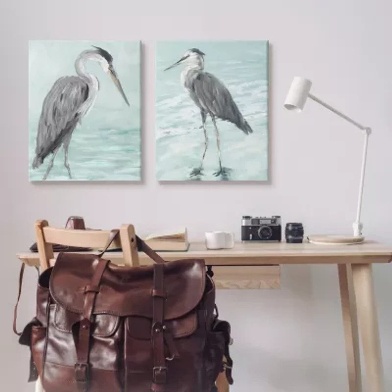 Stupell Industries Heron Birds On Beach Coast 2-pc. Wall Art Set