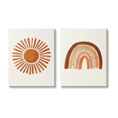 Stupell Industries Orange Sun Patterned Rainbow 2-pc. Wall Art Set