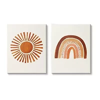 Stupell Industries Orange Sun Patterned Rainbow 2-pc. Wall Art Set