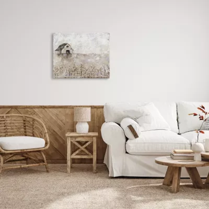 Stupell Industries White Barn Distressed Landscape Canvas Art
