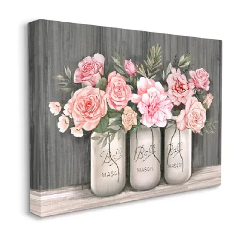 Stupell Industries Blossoming Pink Rose Bouquets Canvas Art