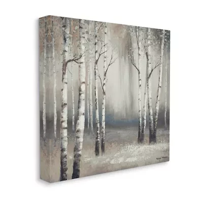 Stupell Industries Misty Birch Tree Forest Canvas Art