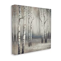 Stupell Industries Misty Birch Tree Forest Canvas Art