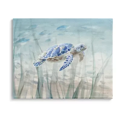Stupell Industries Baby Sea Turtle Blue Canvas Art