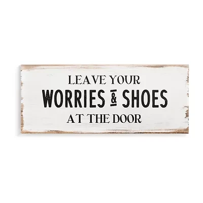 Stupell Industries Leave Worries And Shoes At Door Canvas Art