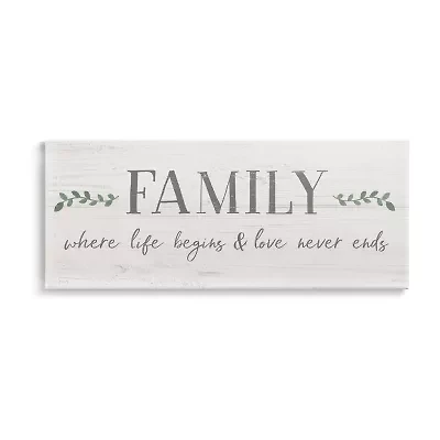 Stupell Industries Family Life Begins Love Never Ends Canvas Art