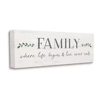 Stupell Industries Family Life Begins Love Never Ends Canvas Art